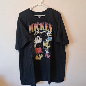 Disney Mickey Mouse Donald Duck Goofy Pluto Graphic TShirt Mens 3XL Black Cotton